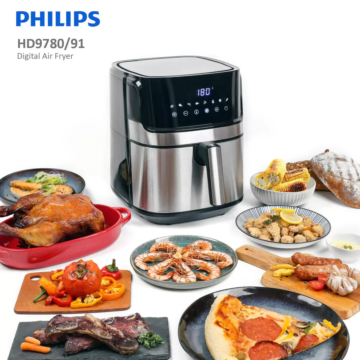 Philips Essential Airfryer XL 2.65lb/6.2L Capacity Digital Airfryer with Rapid Air Technology, Easy Clean Basket, Black